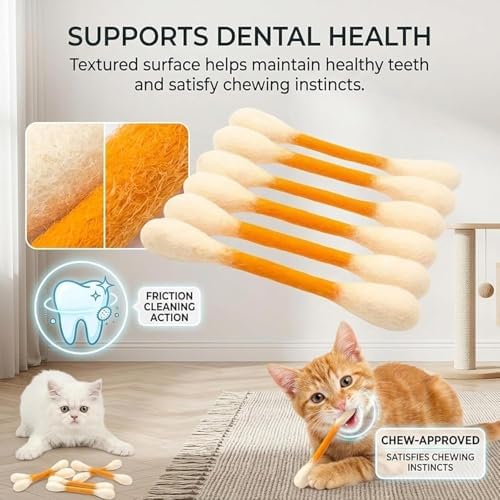 Cotton Swab Cat Toy with Catnip - 6 PCS Cat Qtip Toy - Cat Chew Toys for Indoor Cats - Giant Kitten Chew Sticks (Multicolor)