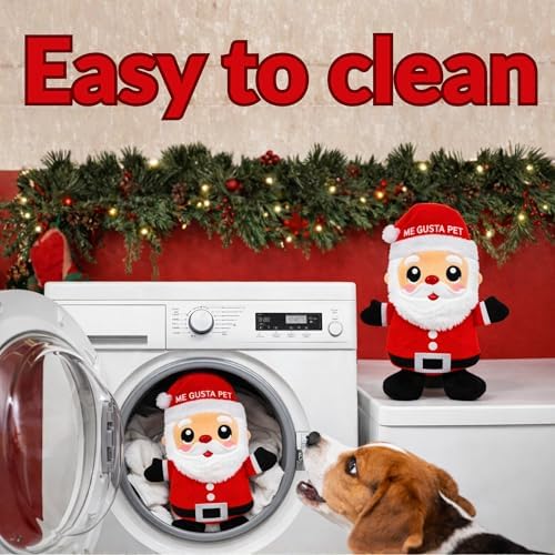 Dog Toys, Dog Xmas Christmas Santa Claus Squeaky Plush Chew Fetch Brain Stimulating Toy Presents for Small Medium Dogs (Medium, Christmas)