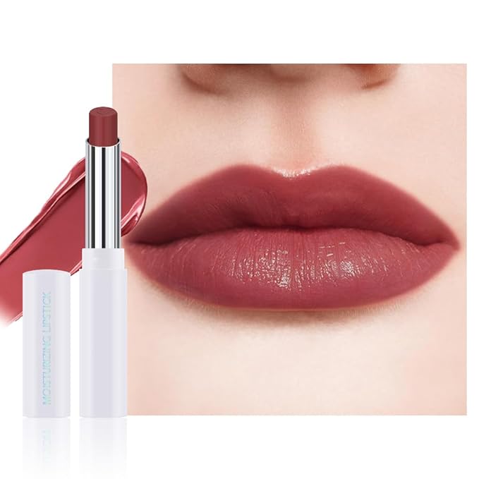 Tinted Lip Balm Moisturizing Lipstick, Reddish Brown Hydrating Lipstick for Women, 24 Hour Long Lasting Moisturization Lip Gloss Stain Makeup, Lightweight Non Greasy Moisturizer Lips, 06