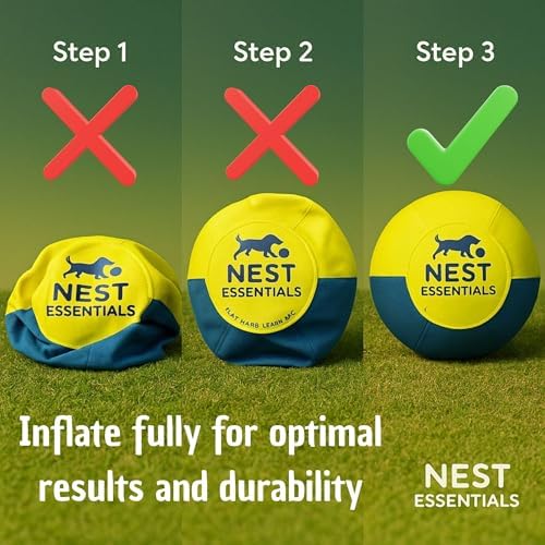 Herding Ball for Dogs 18” Durable Training Dog Toy for Medium & Large Dogs | Dog Ball Includes Clicker + Pump | Blue & Yellow | Tough 1680D Fabric | for Active Breeds