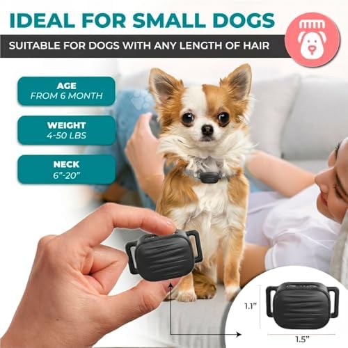 Bark Collar for Small/Medium Dogs, No Shock Anti Bark Collar, Rechargeable Anti Barking Collar w/2 Vibration & Beep Modes, Waterproof Shockless Smart Dog Stop Barking Control Device (Anthracite)