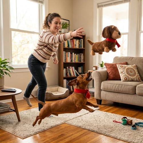 Fuzzl Sizzles Dachshund Plush Dog Toy, Toffee Brown