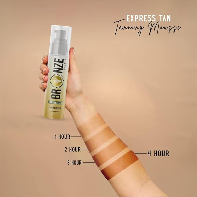 Express Self Tanning Mousse – Hyaluronic Acid, Fragrance-Free | Fast Bronzed Glow in 1-4 Hours for Face & Body | Lightweight, Non-Sticky, Suitable All Skin Types | 6.7 fl oz
