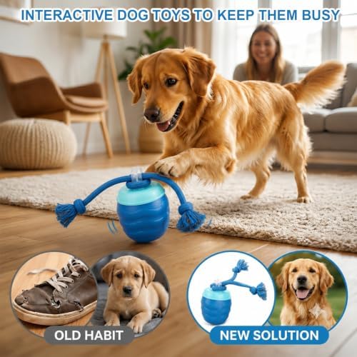 Interactive Dog Toys, Interactive Dog Ball for Medium/Large Dogs, Automatic Moving Dogs Toy Wicked Ball for Boredom(Blue)