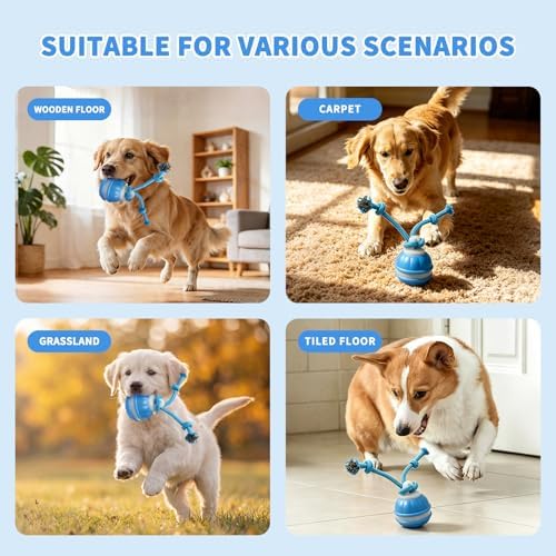 Dog Toys, Interactive Dog Toys, Automatic Interactive Dog Ball, 3 Modes Motion Activated Dog Balls for Medium Large Dogs, Type-C Rechargeable & Bite-Resistant (Blue)