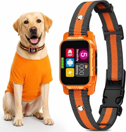 Smart Dog Bark Collar - Anti Barking Device for Large Medium Small Dogs, Stop Excessive Barking & Aggression Behavior, with 5 Modes & 5 Sensitivity, IP67 Waterproof for Indoor/Outdoor Use, Orange