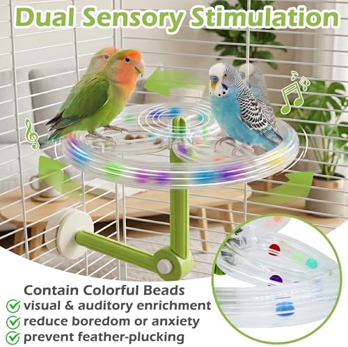 90°/180° Adjustable Spinning Bird Perch for Cage with Beads & Sounds