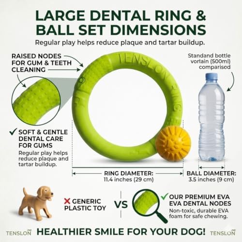 Large Dog Toy Ring and Ball Combo Set, Floating EVA 2 Pack (Green, Large)