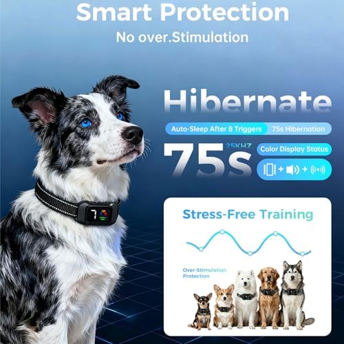 Bark Collar No Shock Humane – 25KHz Ultrasonic, Beep & Vibration Combinations, 6 Smart Modes, 7 Sensitivity Levels,Waterproof & Lightweight,Adjustable for Large,Medium & Small Dogs