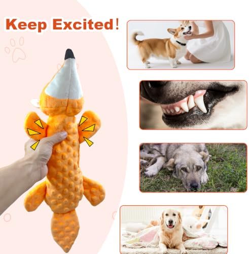 5Pack Squeaky Dog Toys, No Stuffing Plush Dog Toys to Keep Them Busy, Crinkle Chew Toy for Large Medium Small Dogs, Interactive Stuffless Bundle Puppy Teething Toys