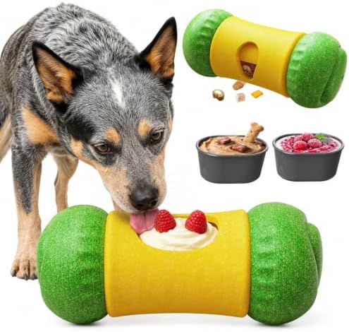 BSISUERM Dog Treat Dispenser Interactive Puzzle Toy Frozen Food Slow Feeder