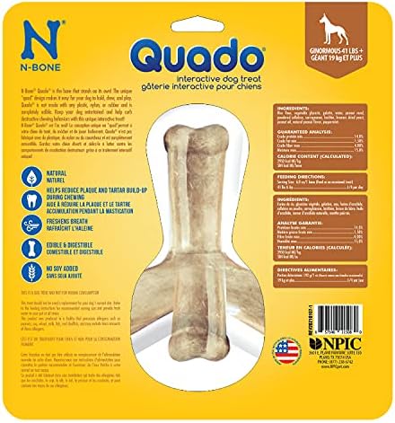 N-Bone Quado Interactive Chew, Ginormous Peanut Flavor (6 Pack), Large