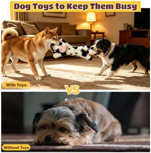 3 Pack No Stuffing Dog Toys with Dual Squeakers, for Small Medium Breed