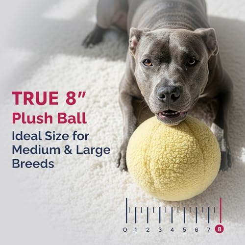 PetLou Dog Fleece Ball Chew Toy, 8"