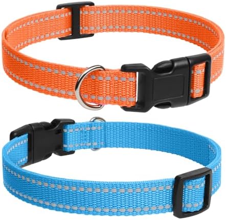 Dog Collar Replacement Strap, 3/4 x 27 Inch, Reflective Nylon with Metal D-Ring, Compatible with Multiple Training Shock Collars, 2 Pack