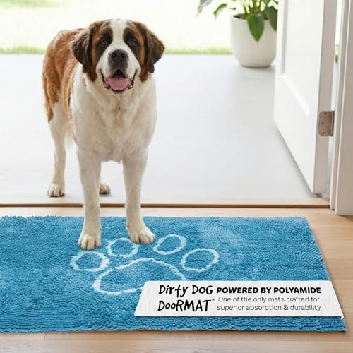 Dog Gone Smart Dirty Dog Doormat - Fast Drying Rug with Super Gripper Backing for Clean Floors - Super Absorbent and Machine Washable Mat for Muddy Paws - Aqua | Fast Drying Rug with Super Gripper Backing for Clean Floors - Absorbent Microfiber and Mac...