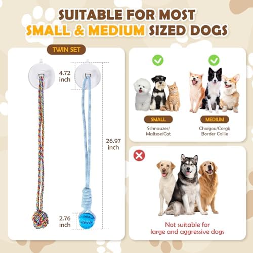2PCS Dog Tug of War Toy with Suction Cup
