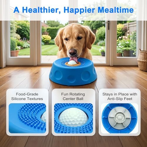 Dog Lick Bowl - Dog Enrichment Toy, Non-Slip Rolling Ball, 280ML, Blue