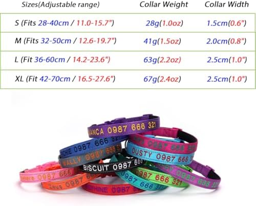 Personalized Reflective Dog Collar with Custom Embroidery - Durable Nylon, POM Buckle, Night Safety, Pet ID Collar