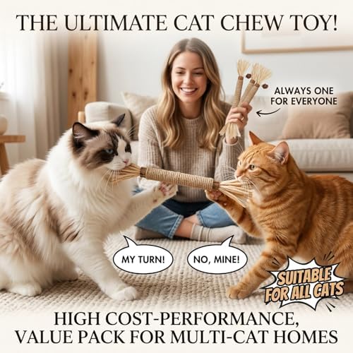Cat Toys 3PCS Mix Catnip Chew Rope Silvervine Stick for Indoor Cat