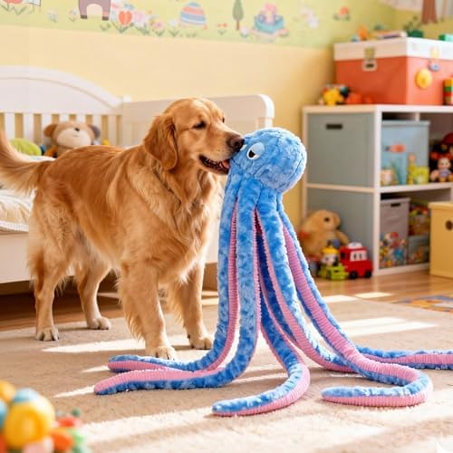 40 Inches Large Octopus Interactive Squeaky Dog Chew Toys