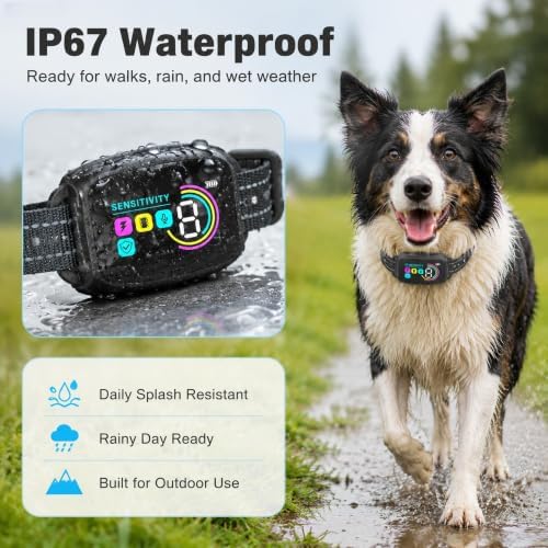 Dog Bark Collar,Shock Collar for Dogs,IP67 Waterproof, Type-C Rechargeable with Color Screen, 8 Sensitivity Levels & 4 Training Modes,AI Auto-Sleep & Safe Mode for Calming Dogs at Home