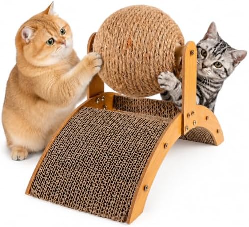 Toddmomy Cat Scratcher Ball Cat Scratching Toy Inclined Scratch Board Sisal Rope Ball for Indoor Kittens Interactive Pet Toys