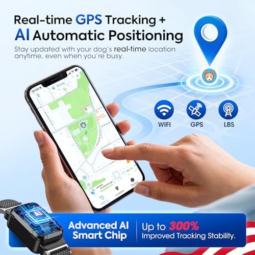Smart Dog GPS Tracker, Complimentary 12-Month Subscription, Live Pet Tracker with Virtual Fence, Dog Tracker for Dogs with Health & Behavior Monitoring, Escape Alerts, with Virtual Fence, Black