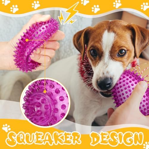 Gemscream 6 Pcs 4.7'' Spiky Squeaker Football Dog Toy Balls for Teething