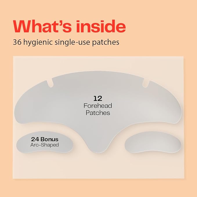 Morrow One - Peptide-Infused Smoothing Forehead Wrinkle Patches - Overnight Patches for Smoothing Fine Lines and Wrinkles, Anti Aging Stickers for Forehead, Bonus Smile Line (36 Count)