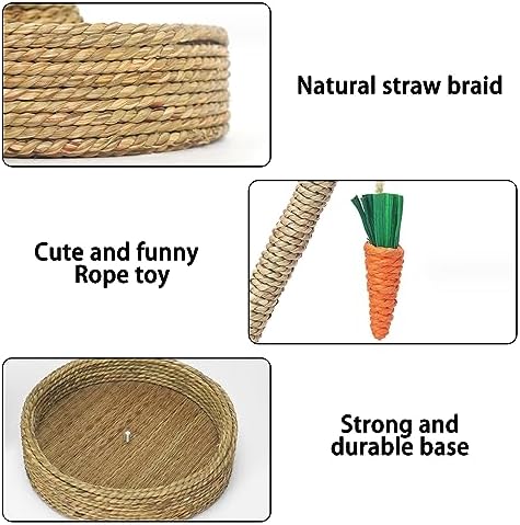 Hamiledyi Bunny Chew Toys Rabbit Rattan Grass Scratcher Climbing Tree Fun Tree Carrot Play Toys for Small Animal Guinea Pig Tooth Cleaning