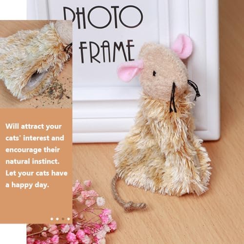 Ipetboom 9pcs Catnip Toys for Cats Refillable - Interactive Cat Chew Toys for Indoor with Natural Jute Tail and Long Fur - Durable Plush Mouse Pet Fun Tool for Hunting Boredom Relief