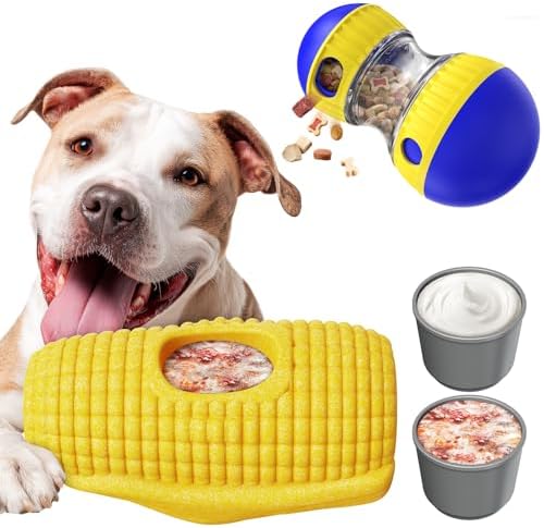 BSISUERM Dog Food Dispenser Puzzle Toy Bundle with Indestructible Interactive Dog Frozen Treat Chew Toys