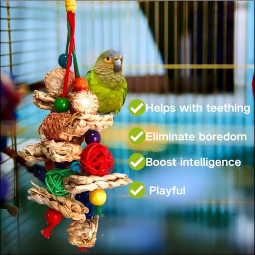 2pcs Bird Toys for Parakeets,Parrot Cage Chewing Hanging Toy
