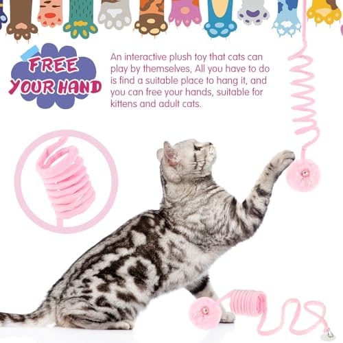 Gemscream 46 Pcs Cat Toys Set Interactive Cute Cat Indoor Toys, Pink