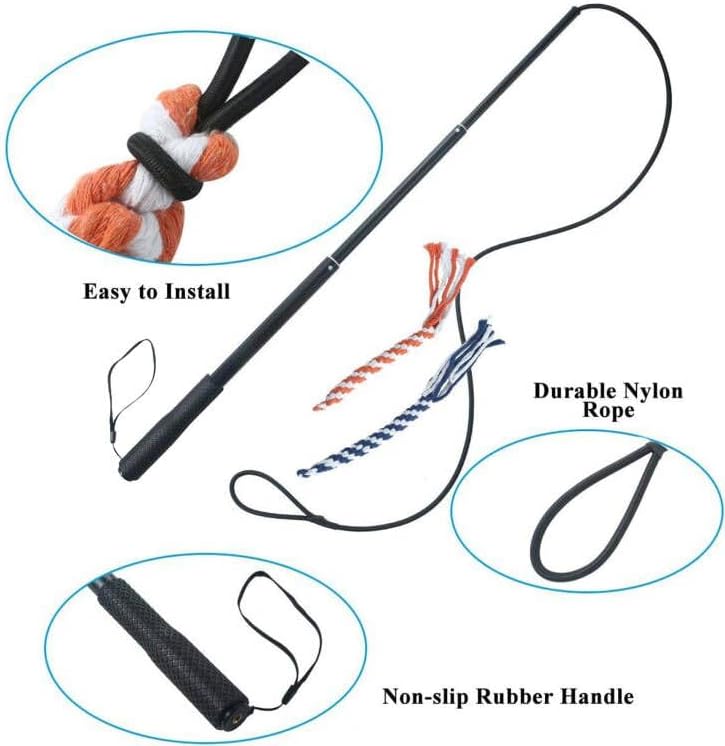 ASOCEA Dog Extendable Teaser Wand Pet Flirt Stick Pole Puppy Chasing Tail Interactive Toy for Small Medium Large Dogs Training Playing Exercise