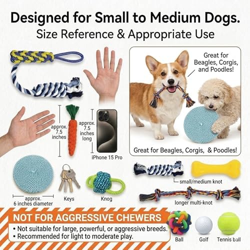 11 Pack Dog Rope Toys for Puppies Small & Medium Dogs, Durable Dog Chew Toys for Teething, Interactive Puppy Toys for Dental Health, Dog Toys Variety Pack to Keep Them Busy
