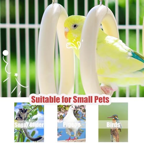 Bird Swing Rings for Cage,Hanging Bird Toys Natural Wooden,Bird Perch Climbing Toys,Parrot Perch Stand for Conure,Budgie,Cockatiel,Lovebird,Canary,Finch,Hamster,Small Pets Accessories,4-Ring (Ring)
