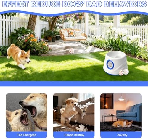 Automatic Ball Launcher for Dogs with 8 Balls - Adjustable Distance up to 50ft,Charger, Whistle & Storage Bag - Interactive Fetch Machine Toy for Indoor Outdoor Play, for Medium Large Breed Dogs