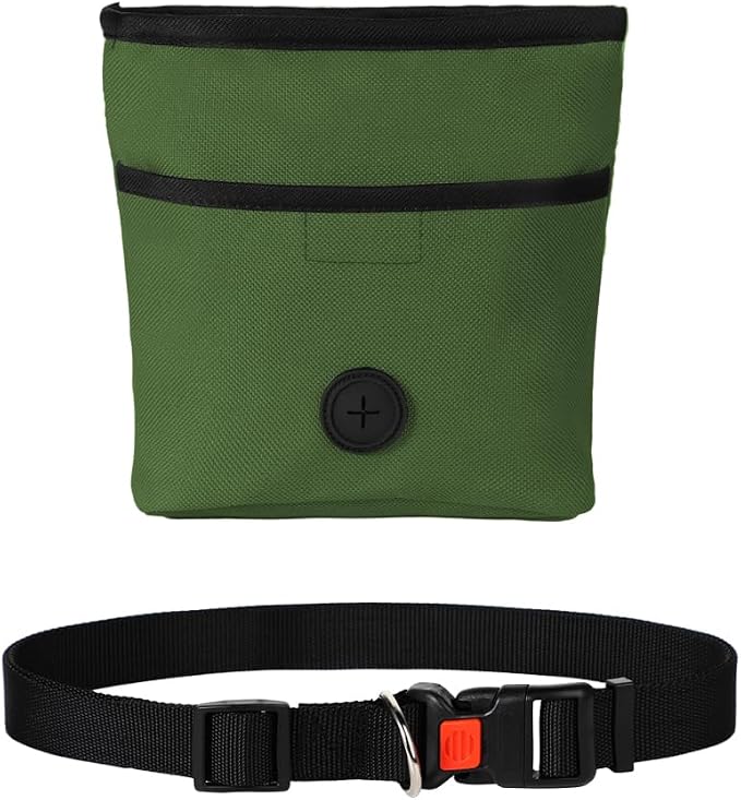 Dog Treat Pouch Pet Training Pouch with Adjustable Strap Dog Walking Bag Holder Built-in Poop Bag Dispenser Portable Puppy Bait Reward Pouches Pet Treat Snack Carrier Pocket, Hands-Free Training
