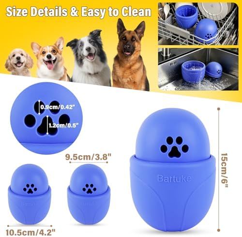 Frozen Treat Dog Toy BPA Free Silicone Dogs Slow Feeder Lick Ball, Blue