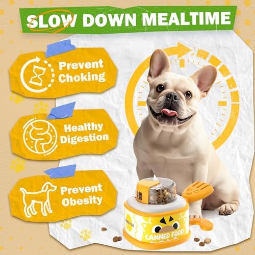 Dog Treat Dispenser Toy, Interactive Dog Enrichment Toy with Adjustable Food Opening, Step & Spin Puzzle Feeder for Mental Stimulation, Non-Slip Slow Feeder Toy for Small & Medium Dogs