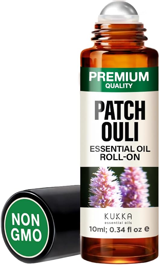 Kukka Patchouli Essential Oil Roll On - 0.34 Fl Oz - Unisex Fragrance Oil Roller for Women and Men, Enhances Mindfulness, Balance and Nostalgic Bliss - Alcohol-Free, Non-GMO and Cruelty-Free