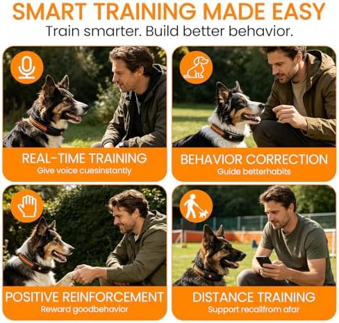 Upgraded Dog Health Monitor – All-in-One Pet Tracker with Activity, Wellness, Heart Rate & Breath Count, Virtual Fence, Remote Training – Waterproof Smart Collar for Weights 15–65 lbs Dogs