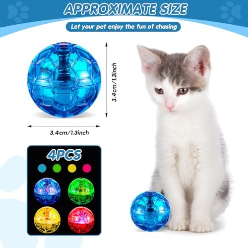 Frienda 4 Pcs Light up Cat Ball LED Motion Ghost Hunting Cat Ball, Colorful