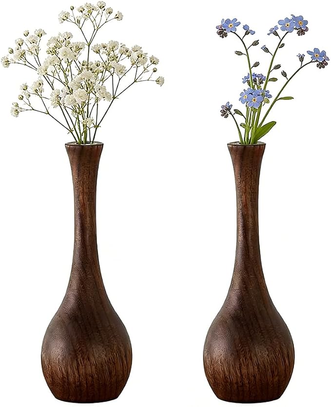 2 PCS Black Walnut Wood Essential Oil Diffuser,3.15 * 1.38in - Wooden Fragrance Diffuser Long-Necked Vases,Long-Lasting Aromatherapy for Home, Bathroom, Office，Yoga Rooms，Flower Arrangement
