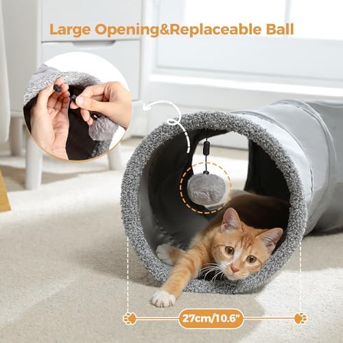 PAWZ Road Cat Tunnel S Shape Cat Tunnels for Large & Indoor Cats 51”Long