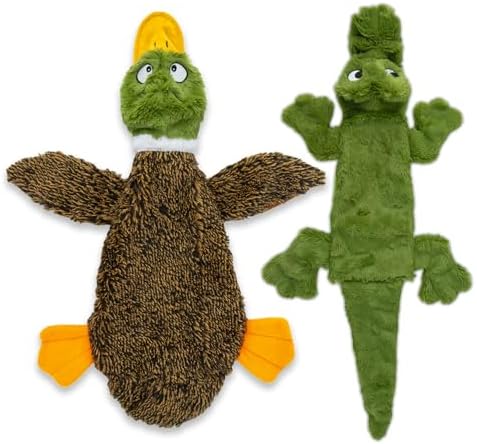 Best Pet Supplies Squeaky Dog Toys with Soft Durable Fabric for Small, Medium and Large Pets Interactive Toy for Indoor Play, Supports Active Biting and Play - 1Wild Duck, Alligator, Large
