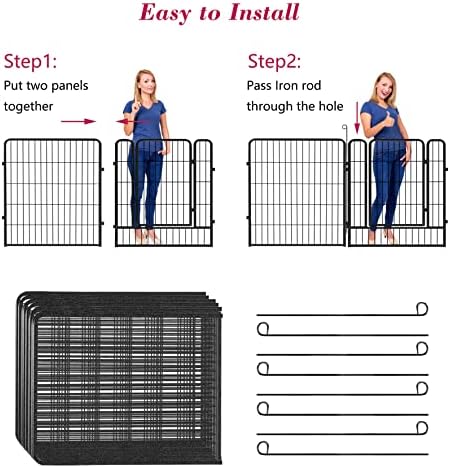 Outdoor Dog Fence Playpen, 32 inch Pet Playpen 12 Panels Puppy Playpen Portable Fences Outdoor Exercise Pen with Doors for RV,Camping,Yard