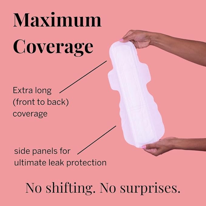 Pixie Organic Cotton Ultra Thin Postpartum Pads for Women - Extra Heavy Absorbency with Wings - Leak-Proof, Hypoallergenic & Unscented for Feminine Care - Compostable, Biodegradable - 12 Count